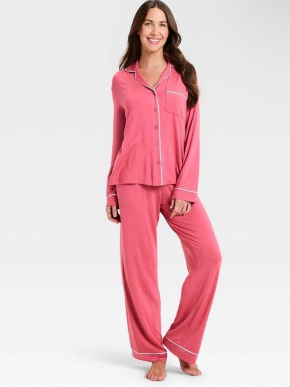 NWT Women’s Cloud Knit Model Long Sleeve Notch Collar Top and Pants Set Auden XL